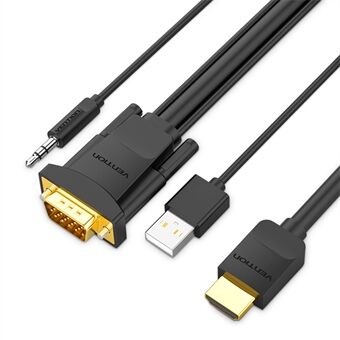 VENTION ABIBF ABI Series 1m HDMI til VGA-kabel med 3,5 mm audio, USB-A-stik, 1080P / 60Hz