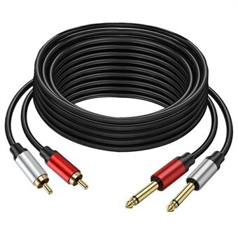 3m Dual 1 / 4 tomme TS til Dual RCA Stereo Audio Kabel 2x 6.35mm TS til RCA Han Adapter Ledning