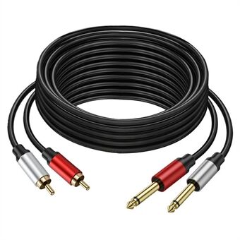 2m Dual 1/4 tomme TS til Dual RCA Stereo Audio Kabel 2x 6,35mm TS til RCA Han Adapter Ledning