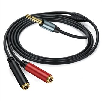 2m 1 / 4 Tommer TS Mono Splitter Y Kabel 6,35mm Mono Hanstik til Dobbelt 1 / 4 Tommer 6,35mm Hunstik Ledning