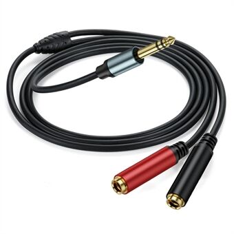 2m 1 / 4 Tommer TRS Stereo Splitter Y Kabel 6,35mm Stereo Hanstik til Dobbelt 6,35mm Hunstik Wire