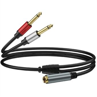 1m 6.35mm TRS Stereo Hun til Dual 6.35mm Han TS Mono Jack Audio Højttaler Splitter Kabel