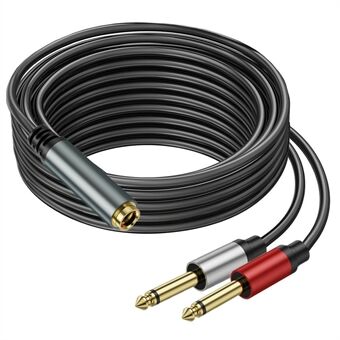 2m 6.35mm TRS Stereo Hun til Dual 6.35mm Han TS Mono Jack Audio Højttaler Splitter Kabel