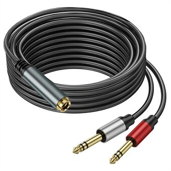 5m 6,35mm Hun Jack til 2x 1 / 4 Tomme Han Stik Stereo Lyd Adapter Højttaler Y Splitter Kabel