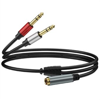 1m 6,35 mm Hun Jack til 2x 1/4 Tomme Han Stereo Audio Adapter Højttaler Y Splitter Kabel