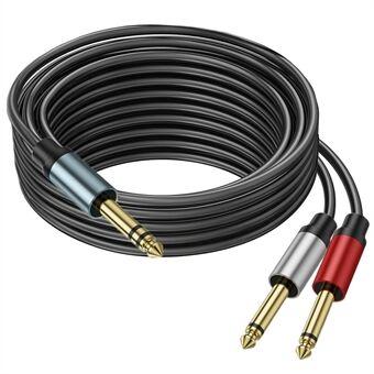 5m 1 / 4 tomme TRS Stereo Y-Splitter Kabel 6.35mm han-stik til dobbelt 6.35mm han TS Mono Audio Kabel