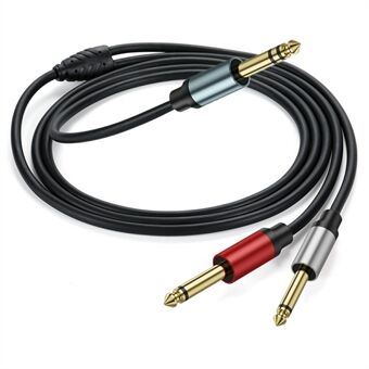 2m 1 / 4 Tommer TRS Stereo Y-Splitter Ledning 6,35mm Han Jack til Dobbelt 6,35mm Han TS Mono Lydkabel