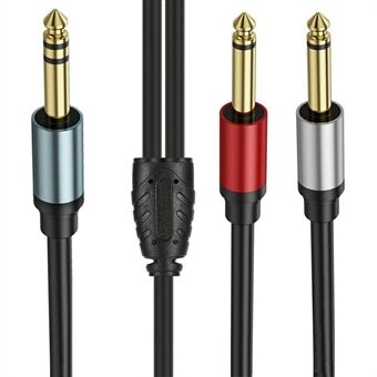 0,3m 1 / 4 tomme TRS-stereo Y-splitter-kabel 6,35mm hunstik til dobbelt 6,35mm hanstik TS-mono audiokabel