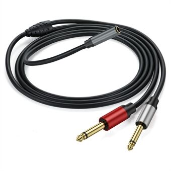 1m 6.35mm Stereo Hun TRS til Dobbelt 1/4 Inch Han Mono Y Splitter Breakout Kabel Patch Ledning