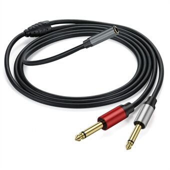 2m 6,35mm Stereo Kvinde TRS til Dobbelt 1 / 4 Tomme Mand Mono Y Splitter Breakout Kabel Patch Ledning