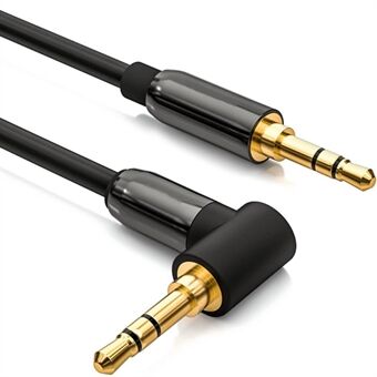 2 m sammenfiltringsfri 3,5 mm AUX-ledning Mobiltelefoner Højttalere L-formet vinklet 3,5 mm bilstereo audio han-til-han-kabel