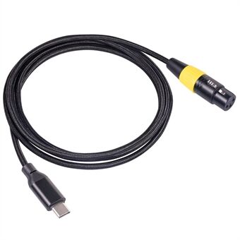 TY07F 3M USB-C han til XLR hun mikrofonkabel Type-C til 3 ben stik Mikrofonledning Kompatibel med Mac OS, Windows, Vista-systemer