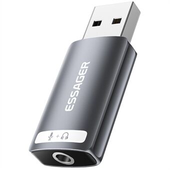 ESSAGER USB til enkel 3,5mm lydadapter headset ekstern stereo lydkort konverter