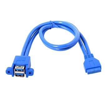 Stablet USB 3.0 Kvindelig Paneltype til Bundkort 20Pin Header Kabel Dobbeltporte 50cm