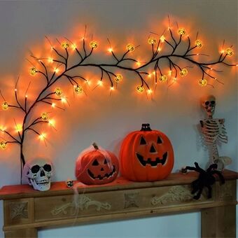 Halloween guirlandelys 1,8m 54 LED 8 tilstande græskar flagermus edderkop pil gren lys