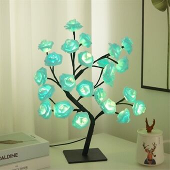 Kunstig roseblomst LED-natlampe USB-drevet PP+harpiks dekorativ lampe med aftagelig base