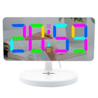 TS-3001X-B Spejl Overflade Digital LED Vækkeur 15W Telefon Trådløs Oplader RGB Natlys