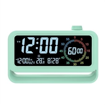 Digital Alarm Clock med Visuel Timer Farvedisplay USB Genopladelig Tidsreminder 3 Niveauer Lysstyrke