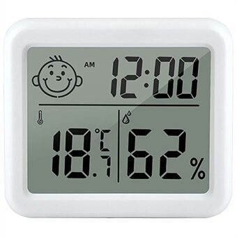 0,8cm Ultra Slank Digitalt Termometer Smiley Ansigt LCD Display Hygrometer til Hjem Kontor