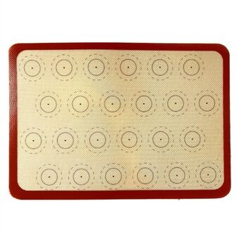 Genanvendelig Macaron Silicone Baking Mat med 24 ringe. Non-stick ovn bageplade, rund kant. Størrelse: 29,5x42cm (BPA-fri, ikke FDA-certificeret).