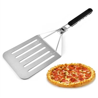 Foldbar 430 rustfrit stål pizza kagespatel pizza peel riflet spatel, størrelse L (BPA-fri, ingen FDA-certifikat)