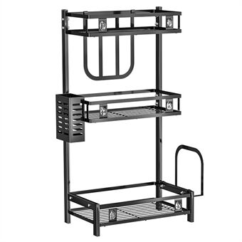 006-6374 3-lags krydderihylde af metal til køkkenet med bestik- og knivholder