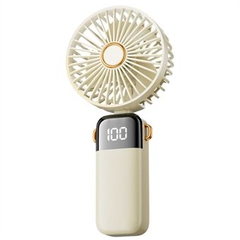 Kraftfuld håndholdt ventilator med digital display 1200mAh 5 hastigheder bordventilator USB-opladning køleventilator