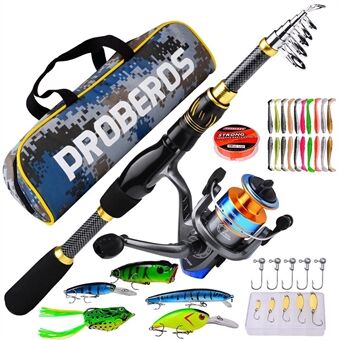 PROBEROS HWCSET106 1,8 m Teleskopisk Glasfiber Fiskerøg ET200 Spinninghjul Lure Combo Kit