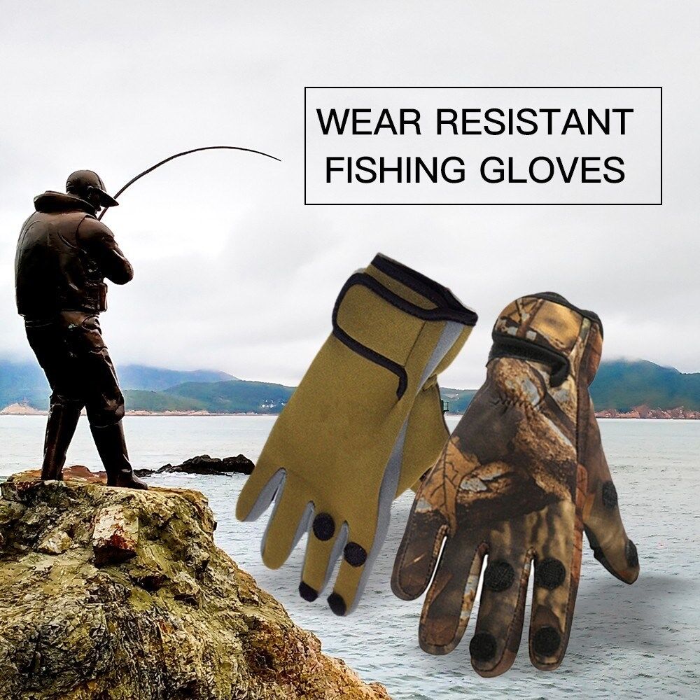 1 Par Fiskehandsker Camouflage Fiskeri Flip Finger Slidbestandige handsker til Jagt Catch Fish Tool - Størrelse: XL
