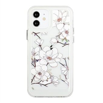 Flower Series for 12 mini  2mm Thickened Drop-proof Acrylic+TPU Electroplated Metal Buttons Cover Flower Pattern Printed Protective Phone Case