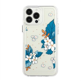 Flower Series for 12/12 Pro  2mm Thickened Stylish Flower Pattern Printed Case Acrylic+TPU Electroplated Metal Buttons Cover