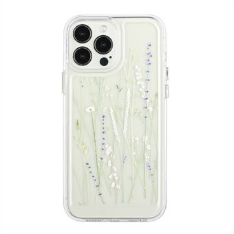 Flower Series for 12/12 Pro  2mm Thickened Stylish Flower Pattern Printed Case Acrylic+TPU Electroplated Metal Buttons Cover