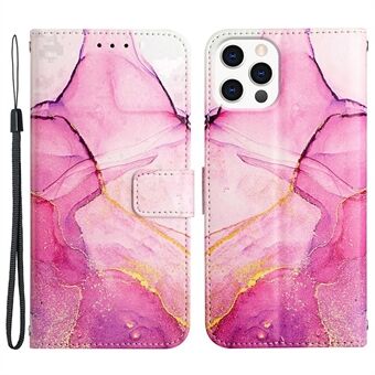 YB Pattern Printing Leather Series-5 for 12 Pro Max  Marble Pattern Adjustable Stand PU Leather Wallet Phone Cover