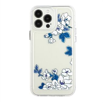 Flower Series for 12 Pro Max  2mm Thickened Acrylic+TPU Electroplated Metal Buttons Cover Stylish Flower Pattern Printed Cell Phone Case