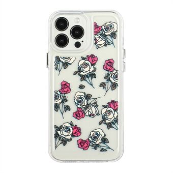 Flower Series for 12 Pro Max  2mm Thickened Acrylic+TPU Electroplated Metal Buttons Cover Stylish Flower Pattern Printed Cell Phone Case