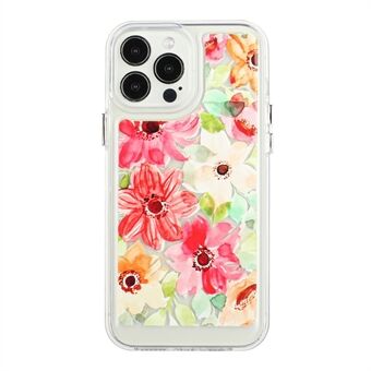 Flower Series for 12 Pro Max  2mm Thickened Acrylic+TPU Electroplated Metal Buttons Cover Stylish Flower Pattern Printed Cell Phone Case