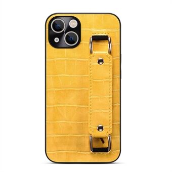 For 13  Wristband Kickstand Crocodile Texture Phone Case DW PU Leather Coated TPU Back Shell with Card Holder