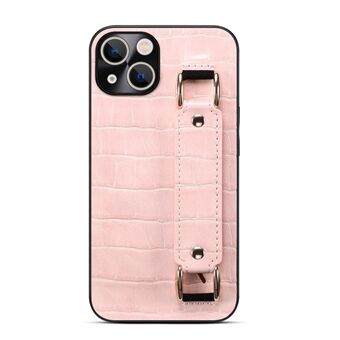 For 13  Wristband Kickstand Crocodile Texture Phone Case DW PU Leather Coated TPU Back Shell with Card Holder