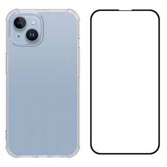 WANLONFENG FS-serien til 13 etui Transparent TPU telefoncover med hærdet glas skærmbeskytter