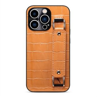 For 13 Pro  DW PU Leather Coated TPU Case Crocodile Texture Hand Strap Kickstand Card Holder Slot Cover