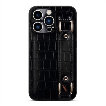 For 13 Pro  DW PU Leather Coated TPU Case Crocodile Texture Hand Strap Kickstand Card Holder Slot Cover