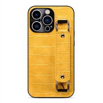 For 13 Pro  DW PU Leather Coated TPU Case Crocodile Texture Hand Strap Kickstand Card Holder Slot Cover