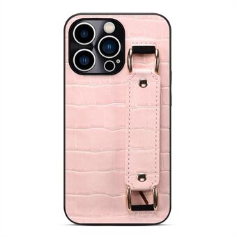 For 13 Pro  DW PU Leather Coated TPU Case Crocodile Texture Hand Strap Kickstand Card Holder Slot Cover