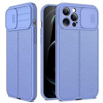 For 13 Pro  Litchi Texture Anti-fingerprint Slide Camera Cover PC+TPU Cell Phone Case