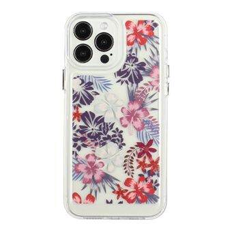 Flower Series for 13 Pro  Electroplated Metal Buttons Flower Pattern Printed 2mm Thickened Anti-fall Acrylic+TPU Phone Case