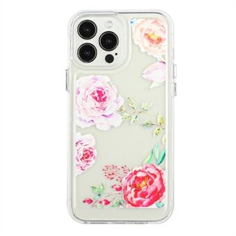 Flower Series for 13 Pro  Electroplated Metal Buttons Flower Pattern Printed 2mm Thickened Anti-fall Acrylic+TPU Phone Case