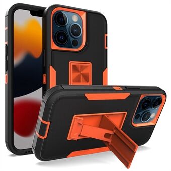 For 13 Pro  Shockproof PC + TPU Hybrid Phone Cover with Integrated Kickstand Car Mount Metal Sheet Case