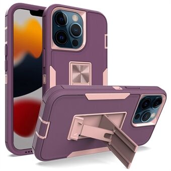 For 13 Pro  Shockproof PC + TPU Hybrid Phone Cover with Integrated Kickstand Car Mount Metal Sheet Case