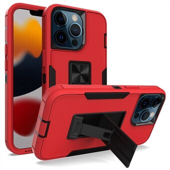 For 13 Pro  Shockproof PC + TPU Hybrid Phone Cover with Integrated Kickstand Car Mount Metal Sheet Case