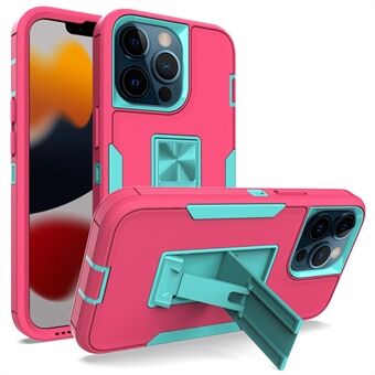 For 13 Pro  Shockproof PC + TPU Hybrid Phone Cover with Integrated Kickstand Car Mount Metal Sheet Case